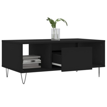 vidaXL Τραπεζάκι Σαλονιού Μαύρο 90x50x36,5cm Επεξεργασμ. Ξύλο 1 τεμ.