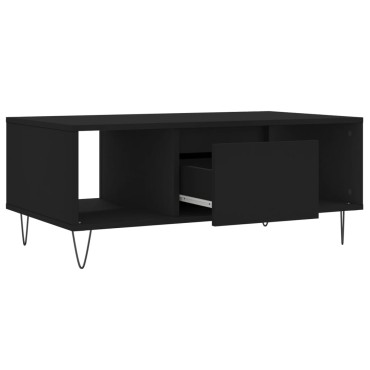 vidaXL Τραπεζάκι Σαλονιού Μαύρο 90x50x36,5cm Επεξεργασμ. Ξύλο 1 τεμ.