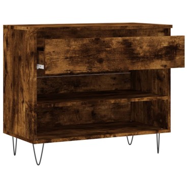 vidaXL Παπουτσοθήκη Καπνιστή Δρυς 70x36x60cm από Επεξεργασμένο Ξύλο