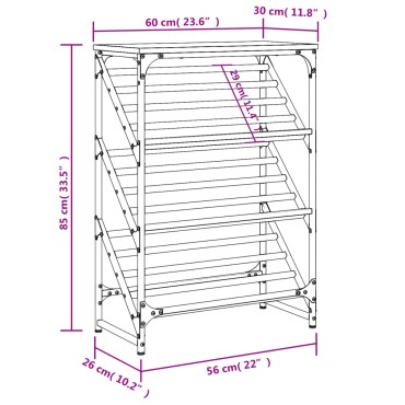 vidaXL Παπουτσοθήκη Καφέ Δρυς 60x30x85cm Επεξεργασμένο Ξύλο