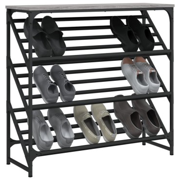 vidaXL Παπουτσοθήκη Γκρι Sonoma 90x30x85cm από Επεξεργασμένο Ξύλο
