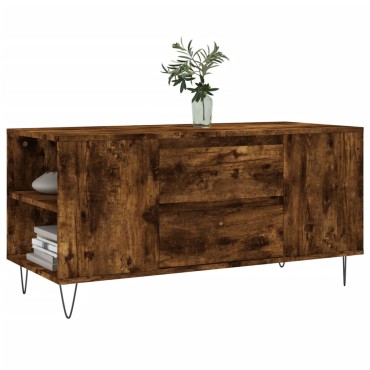 vidaXL Τραπεζάκι Σαλονιού Καπνιστή Δρυς 102x44,5x50cm Επεξεργ. Ξύλο 1 τεμ.