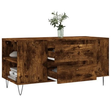 vidaXL Τραπεζάκι Σαλονιού Καπνιστή Δρυς 102x44,5x50cm Επεξεργ. Ξύλο 1 τεμ.