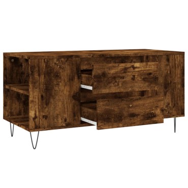 vidaXL Τραπεζάκι Σαλονιού Καπνιστή Δρυς 102x44,5x50cm Επεξεργ. Ξύλο 1 τεμ.