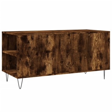 vidaXL Τραπεζάκι Σαλονιού Καπνιστή Δρυς 102x44,5x50cm Επεξεργ. Ξύλο 1 τεμ.