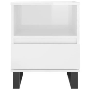 vidaXL Κομοδίνο Γυαλ. Λευκό 40x35x50cm από Επεξεργασμένο Ξύλο 1 τεμ.