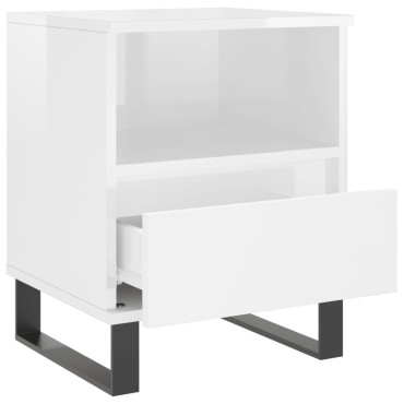 vidaXL Κομοδίνο Γυαλ. Λευκό 40x35x50cm από Επεξεργασμένο Ξύλο 1 τεμ.