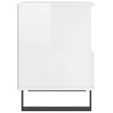 vidaXL Κομοδίνο Γυαλ. Λευκό 40x35x50cm από Επεξεργασμένο Ξύλο 1 τεμ.