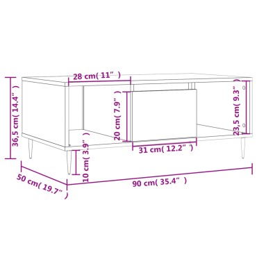 vidaXL Τραπεζάκι Σαλονιού Γκρι Sonoma 90x50x36,5cm Επεξεργασμένο Ξύλο 1 τεμ.