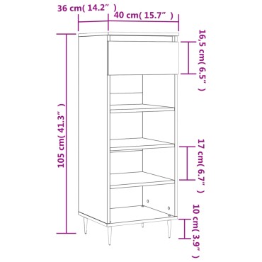 vidaXL Παπουτσοθήκη Μαύρη 40x36x105cm από Επεξεργασμένο Ξύλο