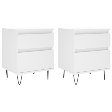 vidaXL Κομοδίνα Λευκά 2 τεμ. 40x35x50cm από Επεξεργασμένο Ξύλο