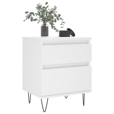 vidaXL Κομοδίνα Λευκά 2 τεμ. 40x35x50cm από Επεξεργασμένο Ξύλο