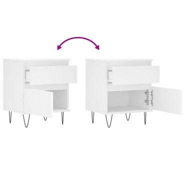vidaXL Κομοδίνα Λευκά 2 τεμ. 40x35x50cm από Επεξεργασμένο Ξύλο