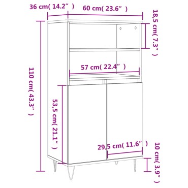 vidaXL Ντουλάπι Γκρι Sonoma 60x36x110cm από Επεξεργασμένο Ξύλο 1 τεμ.