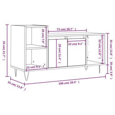 vidaXL Έπιπλο Τηλεόρασης Καφέ Δρυς 100x35x55cm Επεξεργασμένο Ξύλο