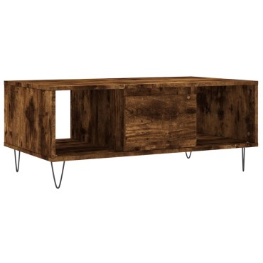 vidaXL Τραπεζάκι Σαλονιού Καπνιστή Δρυς 90x50x36,5cm Επεξεργ. Ξύλο 1 τεμ.