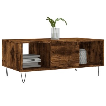 vidaXL Τραπεζάκι Σαλονιού Καπνιστή Δρυς 90x50x36,5cm Επεξεργ. Ξύλο 1 τεμ.