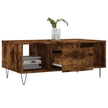 vidaXL Τραπεζάκι Σαλονιού Καπνιστή Δρυς 90x50x36,5cm Επεξεργ. Ξύλο 1 τεμ.