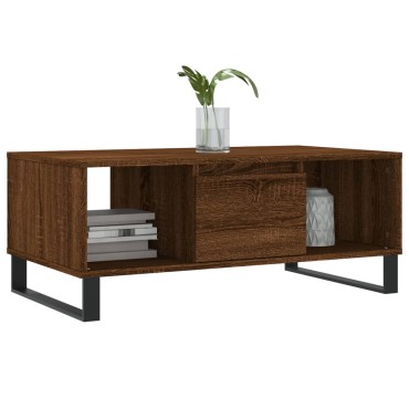 vidaXL Τραπεζάκι Σαλονιού Καφέ Δρυς 90x50x36,5cm Επεξεργασμ. Ξύλο 1 τεμ.
