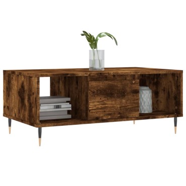 vidaXL Τραπεζάκι Σαλονιού Καπνιστή Δρυς 90x50x36,5cm Επεξεργ. Ξύλο 1 τεμ.