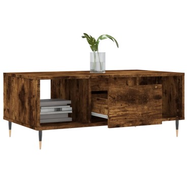 vidaXL Τραπεζάκι Σαλονιού Καπνιστή Δρυς 90x50x36,5cm Επεξεργ. Ξύλο 1 τεμ.