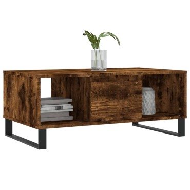 vidaXL Τραπεζάκι Σαλονιού Καπνιστή Δρυς 90x50x36,5cm Επεξεργ. Ξύλο 1 τεμ.