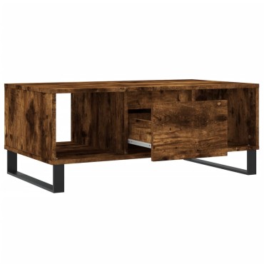 vidaXL Τραπεζάκι Σαλονιού Καπνιστή Δρυς 90x50x36,5cm Επεξεργ. Ξύλο 1 τεμ.