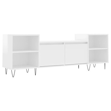vidaXL Έπιπλο Τηλεόρασης Γυαλ. Λευκό 160x35x55cm Επεξεργασμένο Ξύλο