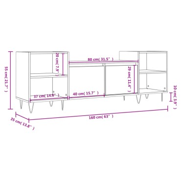 vidaXL Έπιπλο Τηλεόρασης Γυαλ. Λευκό 160x35x55 εκ. Επεξεργασμένο Ξύλο