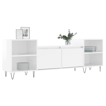 vidaXL Έπιπλο Τηλεόρασης Γυαλ. Λευκό 160x35x55cm Επεξεργασμένο Ξύλο