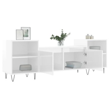 vidaXL Έπιπλο Τηλεόρασης Γυαλ. Λευκό 160x35x55cm Επεξεργασμένο Ξύλο