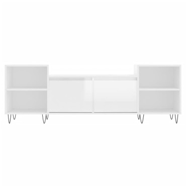 vidaXL Έπιπλο Τηλεόρασης Γυαλ. Λευκό 160x35x55cm Επεξεργασμένο Ξύλο
