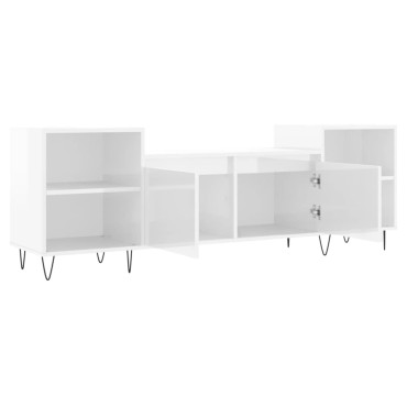 vidaXL Έπιπλο Τηλεόρασης Γυαλ. Λευκό 160x35x55cm Επεξεργασμένο Ξύλο