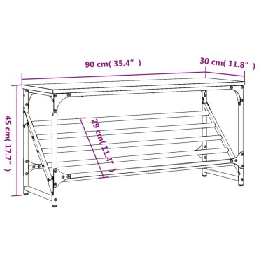 vidaXL Παπουτσοθήκη Καπνιστή Δρυς 90x30x45cm Επεξεργασμένο Ξύλο