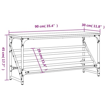 vidaXL Παπουτσοθήκη Καφέ Δρυς 90x30x45cm Επεξεργασμένο Ξύλο