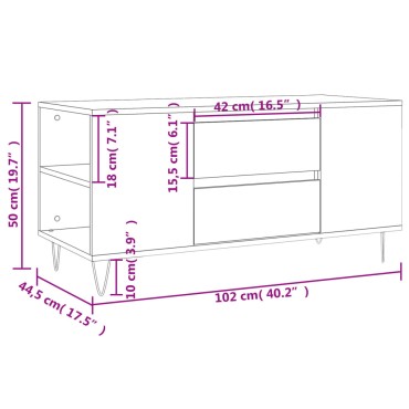 vidaXL Τραπεζάκι Σαλονιού Μαύρο 102x44,5x50cm από Επεξεργασμένο Ξύλο 1 τεμ.