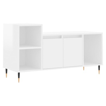 vidaXL Έπιπλο Τηλεόρασης Γυαλ. Λευκό 100x35x55cm Επεξεργασμένο Ξύλο