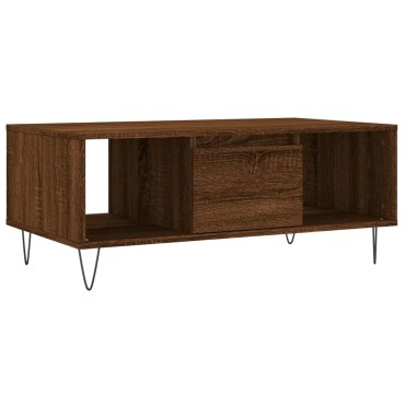 vidaXL Τραπεζάκι Σαλονιού Καφέ Δρυς 90x50x36,5cm Επεξεργασμ. Ξύλο 1 τεμ.
