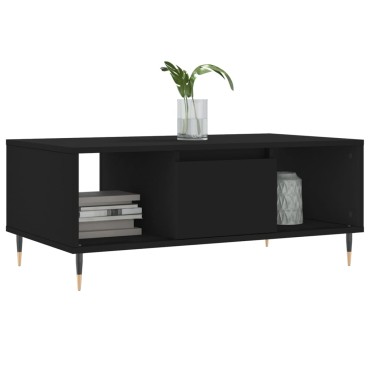 vidaXL Τραπεζάκι Σαλονιού Μαύρο 90x50x36,5cm Επεξεργασμ. Ξύλο 1 τεμ.