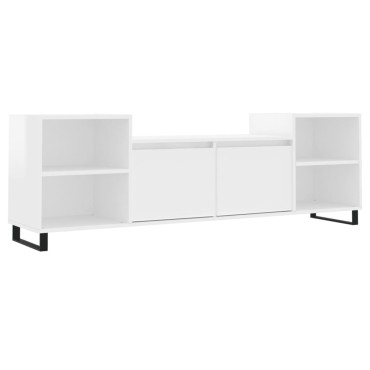 vidaXL Έπιπλο Τηλεόρασης Γυαλ. Λευκό 160x35x55cm Επεξεργασμένο Ξύλο