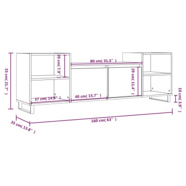 vidaXL Έπιπλο Τηλεόρασης Γυαλ. Λευκό 160x35x55cm Επεξεργασμένο Ξύλο