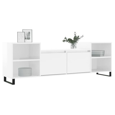 vidaXL Έπιπλο Τηλεόρασης Γυαλ. Λευκό 160x35x55cm Επεξεργασμένο Ξύλο