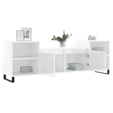 vidaXL Έπιπλο Τηλεόρασης Γυαλ. Λευκό 160x35x55cm Επεξεργασμένο Ξύλο