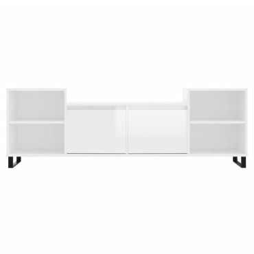 vidaXL Έπιπλο Τηλεόρασης Γυαλ. Λευκό 160x35x55cm Επεξεργασμένο Ξύλο