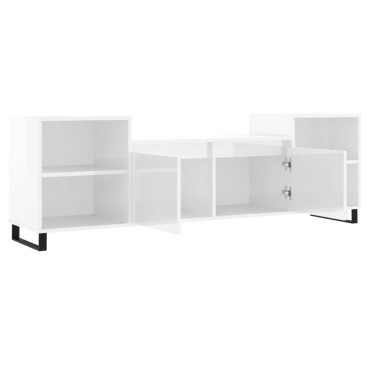 vidaXL Έπιπλο Τηλεόρασης Γυαλ. Λευκό 160x35x55cm Επεξεργασμένο Ξύλο