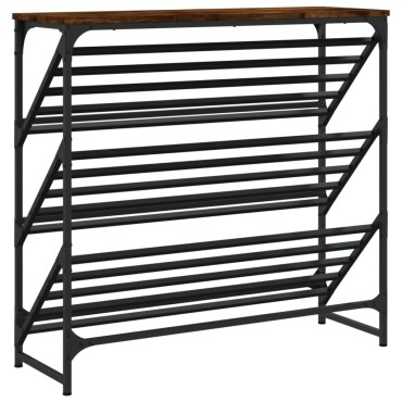 vidaXL Παπουτσοθήκη Καπνιστή Δρυς 90x30x85cm Επεξεργασμένο Ξύλο