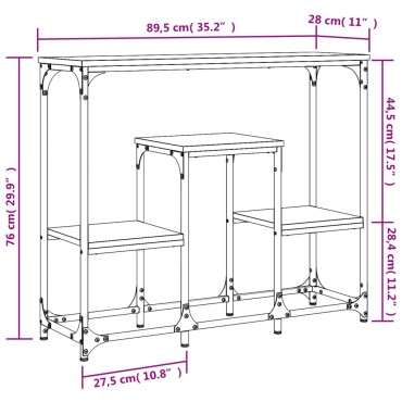 vidaXL Τραπέζι Κονσόλα Μαύρο 89,5x28x76cm από Επεξεργασμένο Ξύλο 1 τεμ.