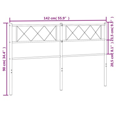 vidaXL Κεφαλάρι Μαύρο Μεταλλικό 142x3x90cm 1 τεμ.