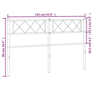 vidaXL Κεφαλάρι Μαύρο Μεταλλικό 142x3x90cm 1 τεμ.