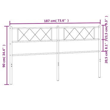 vidaXL Κεφαλάρι Μαύρο Μεταλλικό 187x3x90cm 1 τεμ.